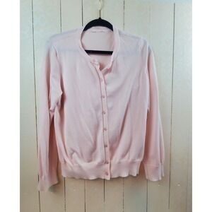 Womens Baby Pink Cardigan Sweater Button Up Coquette Preppy Y2K Cottagecore L